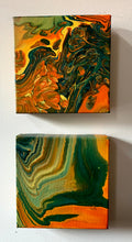 Load image into Gallery viewer, Geologic Oranges (Set of 2) - 6x6" Deep Stretched Canvas Original