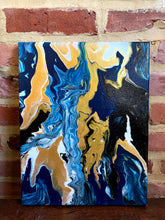 Load image into Gallery viewer, Blue &amp; Gold Abstract Waves
