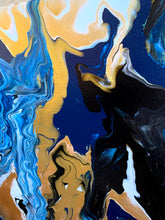 Load image into Gallery viewer, Blue &amp; Gold Abstract Waves
